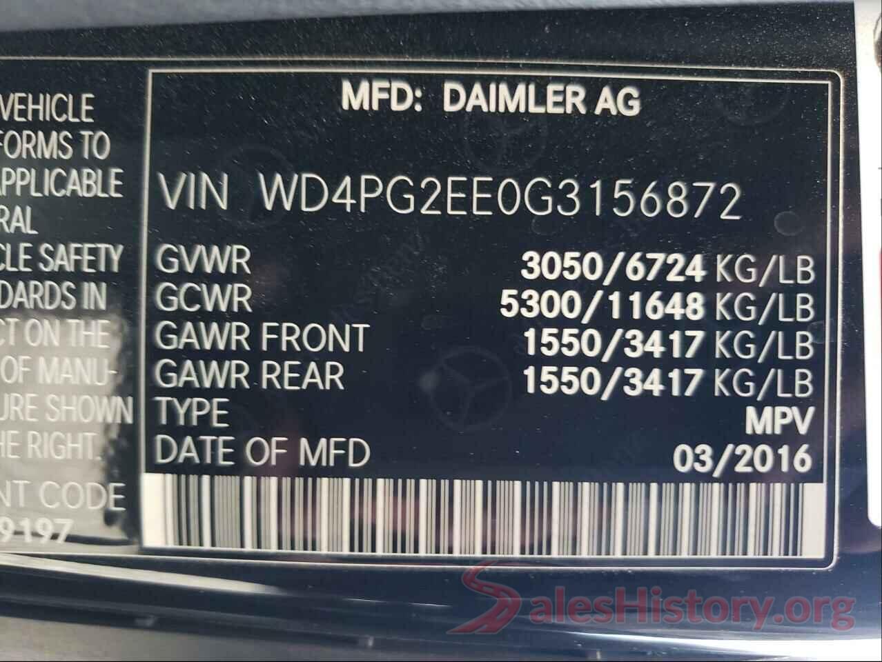 WD4PG2EE0G3156872 2016 MERCEDES-BENZ ALL OTHER