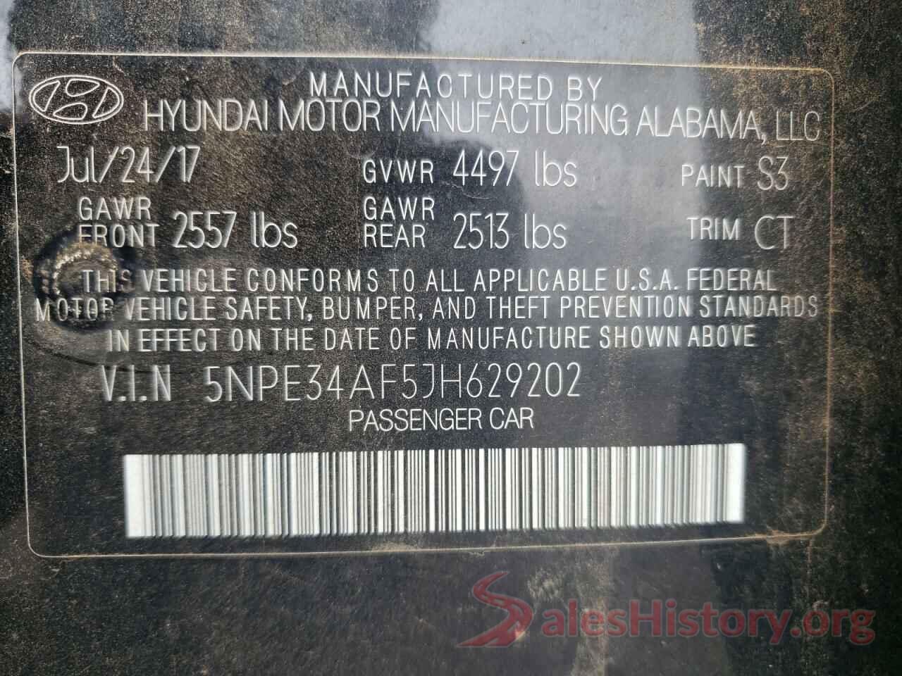 5NPE34AF5JH629202 2018 HYUNDAI SONATA