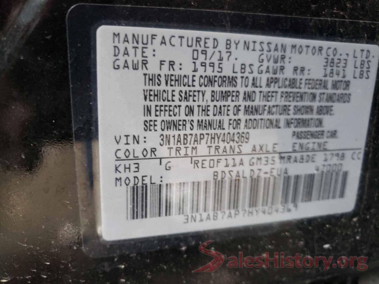 3N1AB7AP7HY404369 2017 NISSAN SENTRA