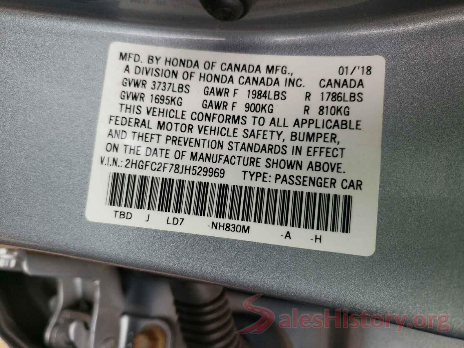 2HGFC2F78JH529969 2018 HONDA CIVIC