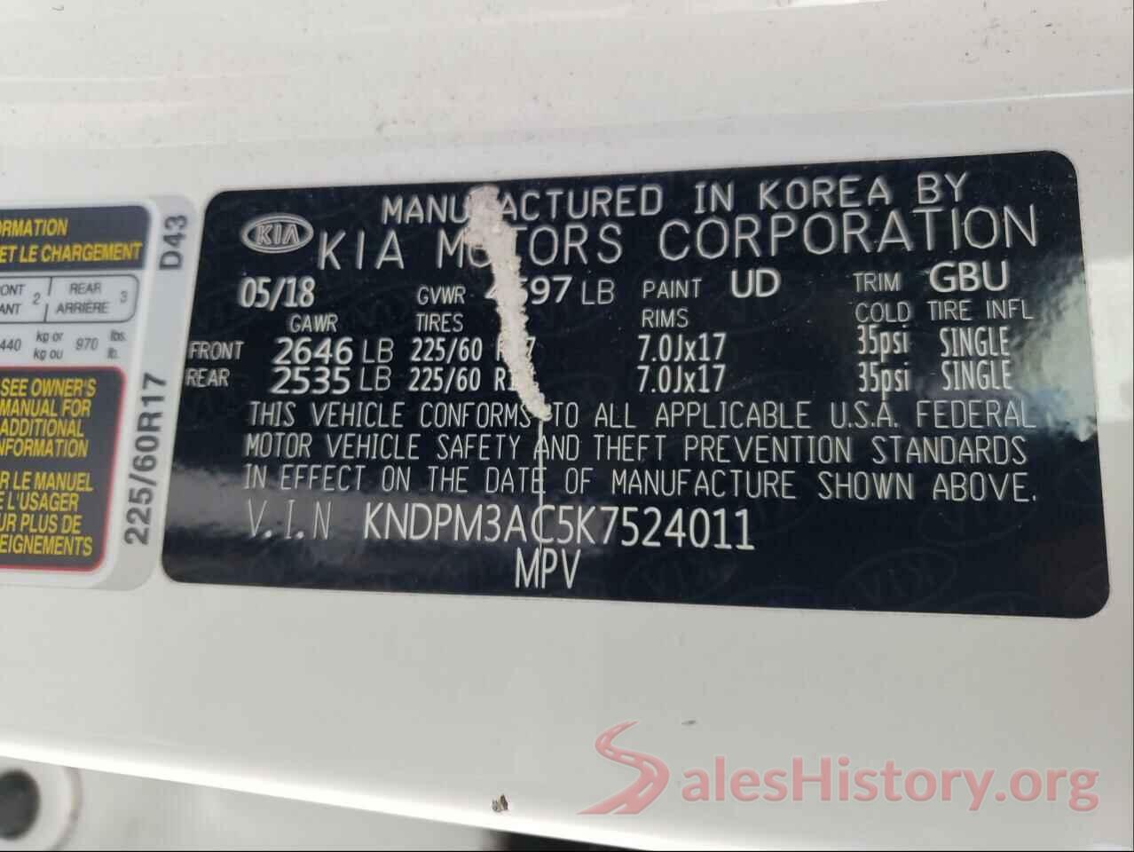 KNDPM3AC5K7524011 2019 KIA SPORTAGE