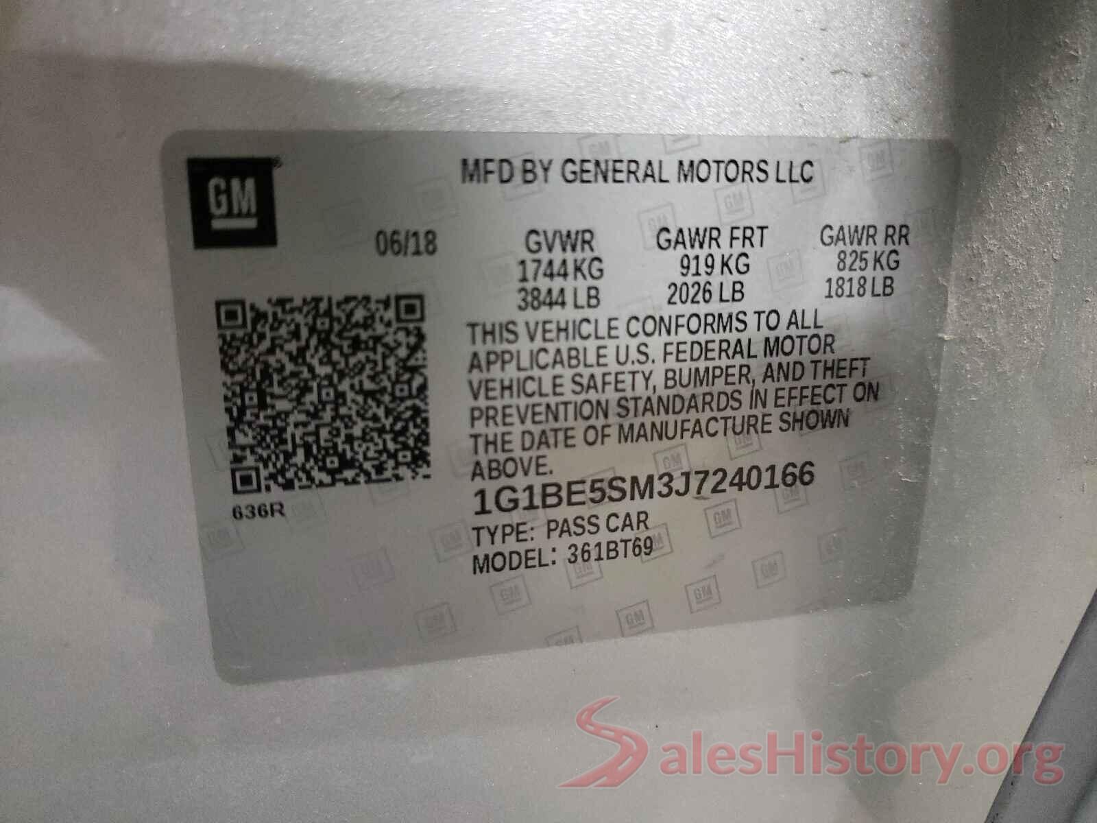 1G1BE5SM3J7240166 2018 CHEVROLET CRUZE