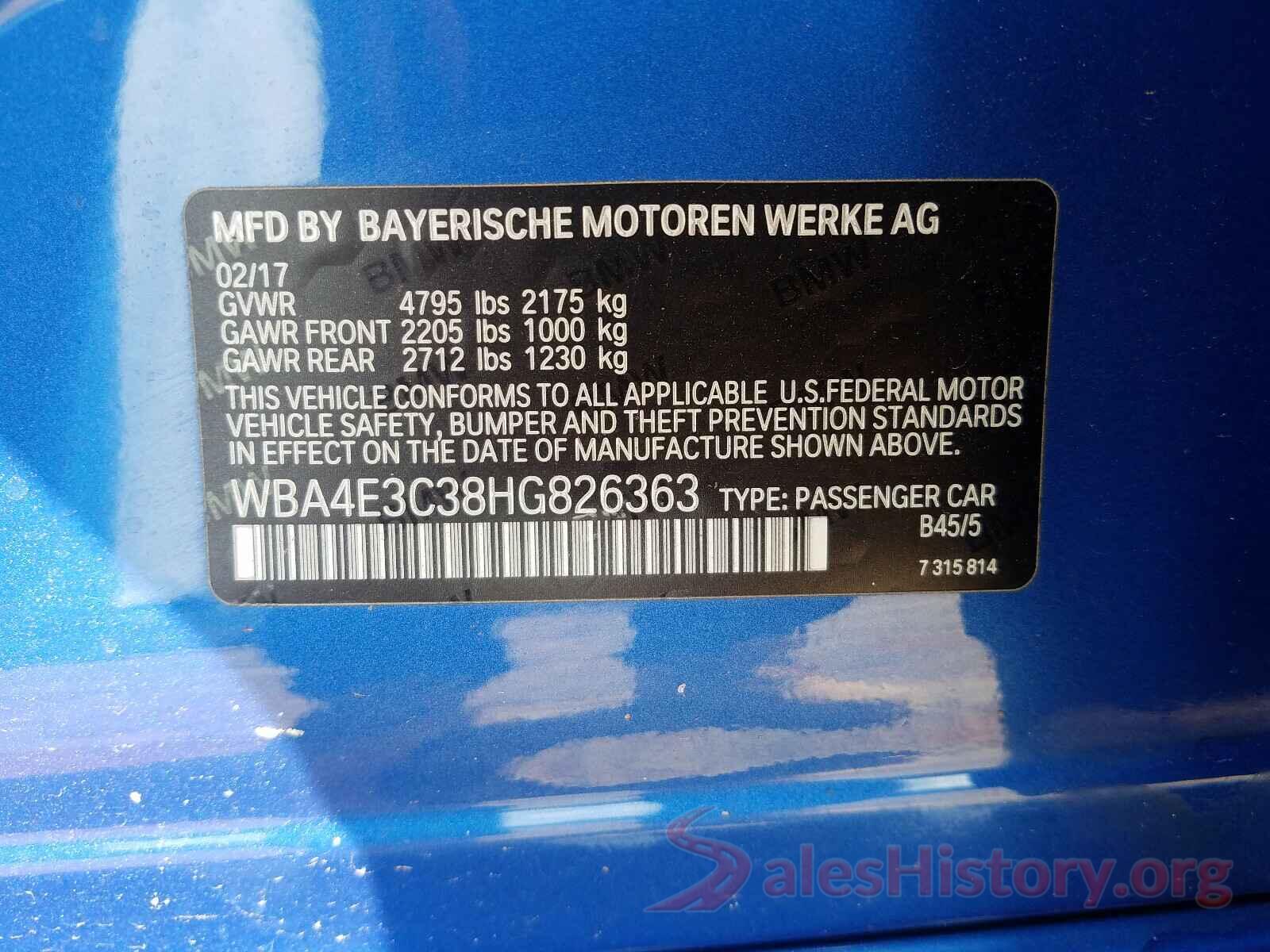 WBA4E3C38HG826363 2017 BMW 4 SERIES