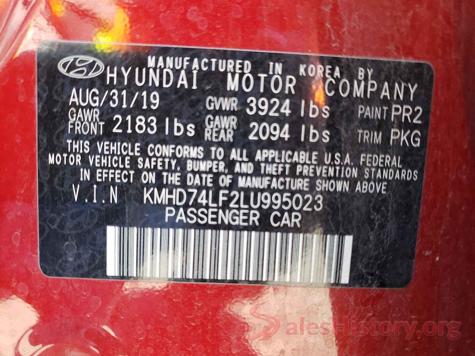 KMHD74LF2LU995023 2020 HYUNDAI ELANTRA