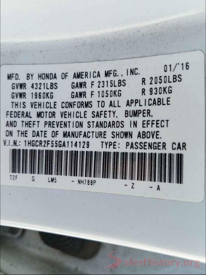 1HGCR2F55GA114129 2016 HONDA ACCORD