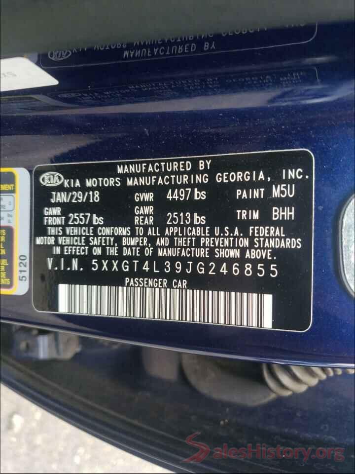 5XXGT4L39JG246855 2018 KIA OPTIMA