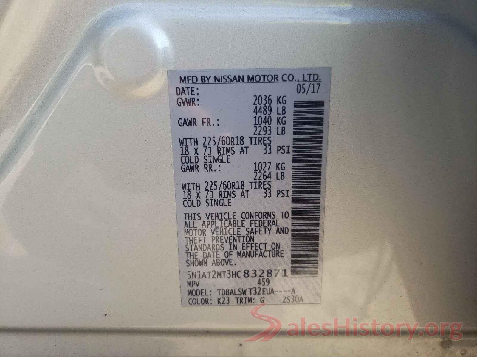 5N1AT2MT3HC832871 2017 NISSAN ROGUE