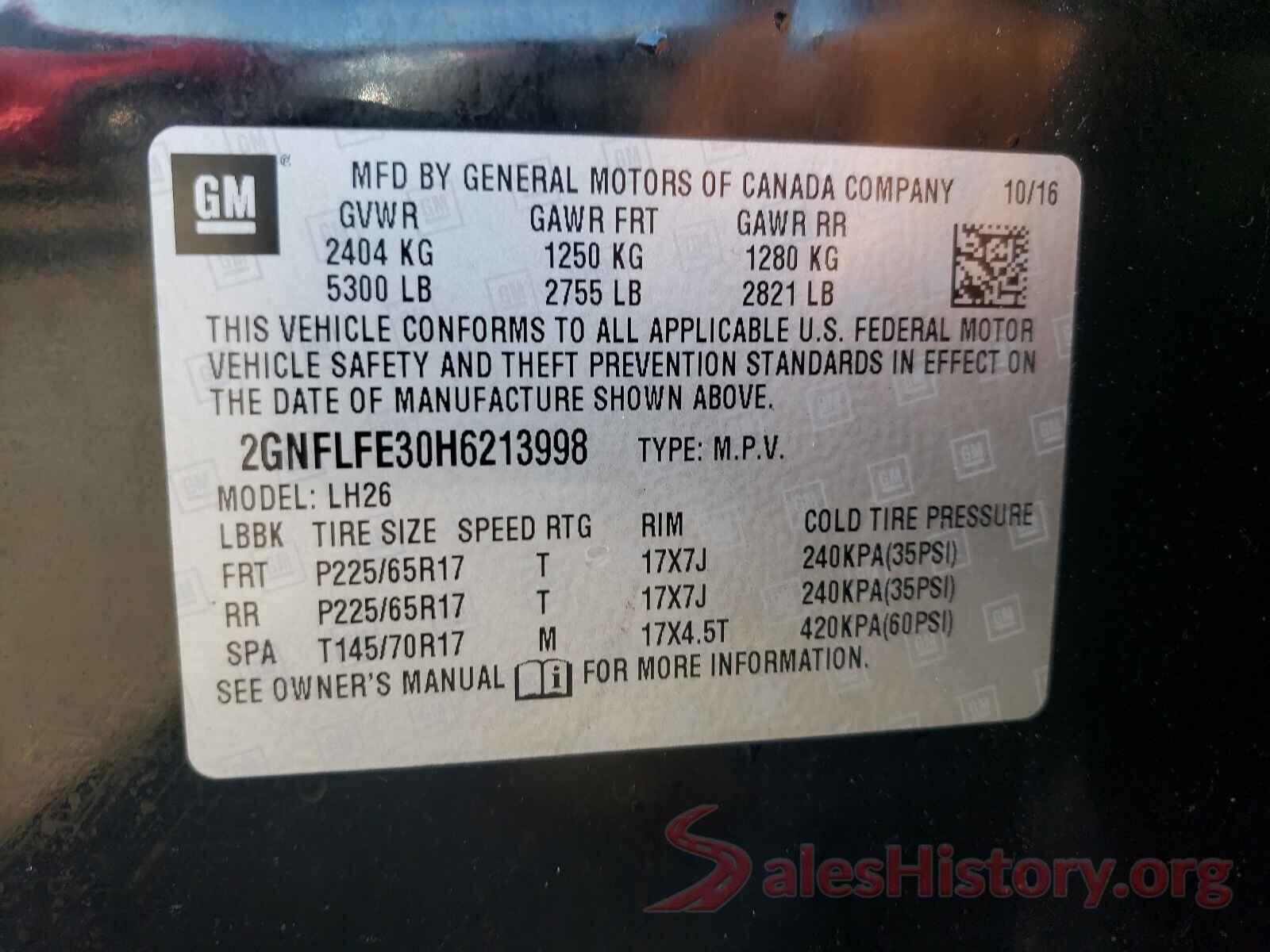 2GNFLFE30H6213998 2017 CHEVROLET EQUINOX