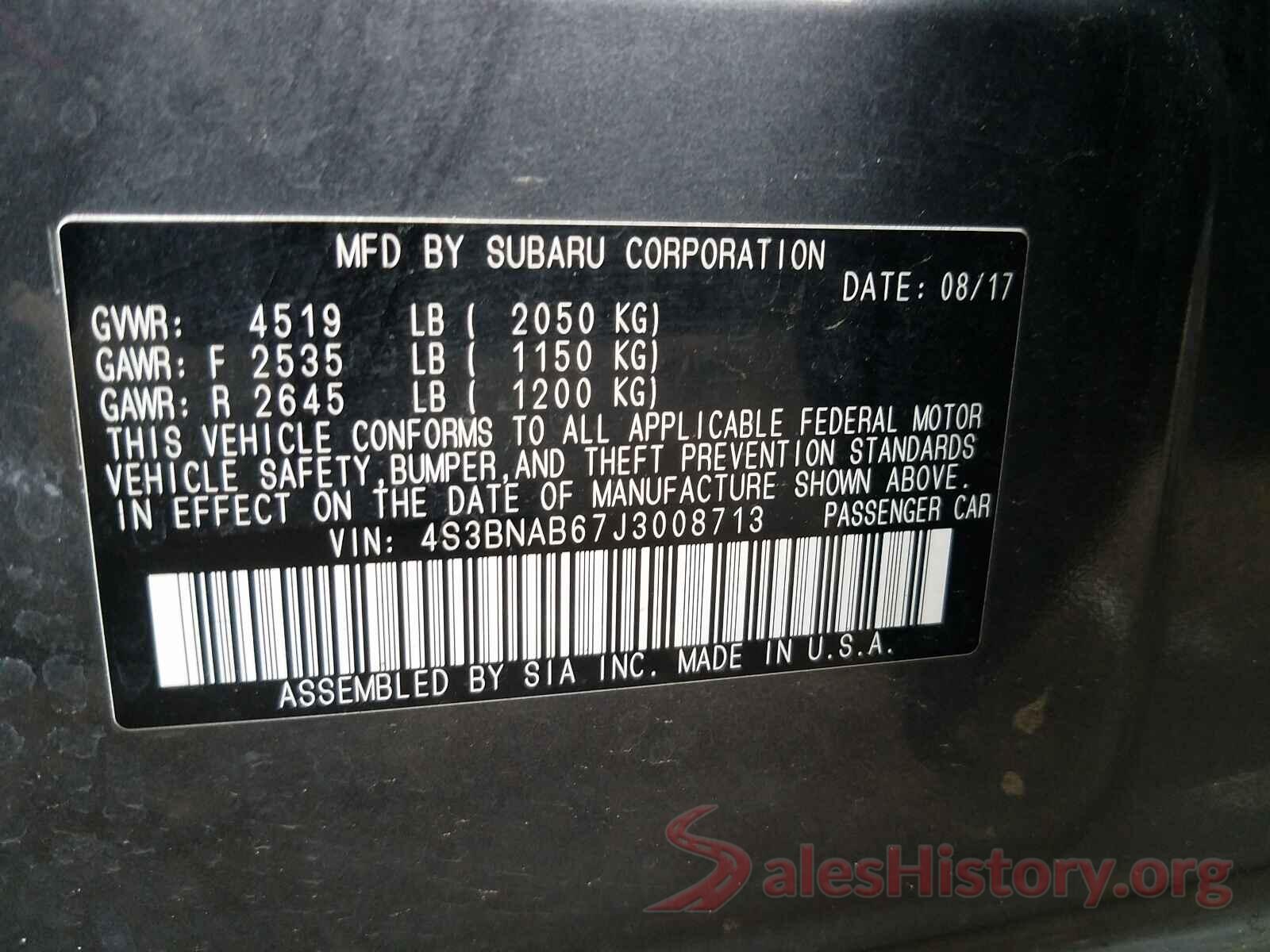 4S3BNAB67J3008713 2018 SUBARU LEGACY