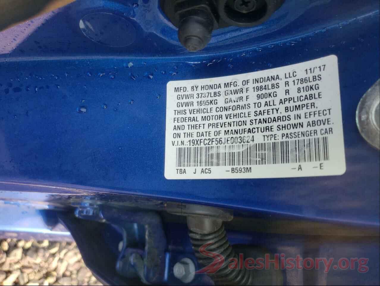 19XFC2F56JE003624 2018 HONDA CIVIC