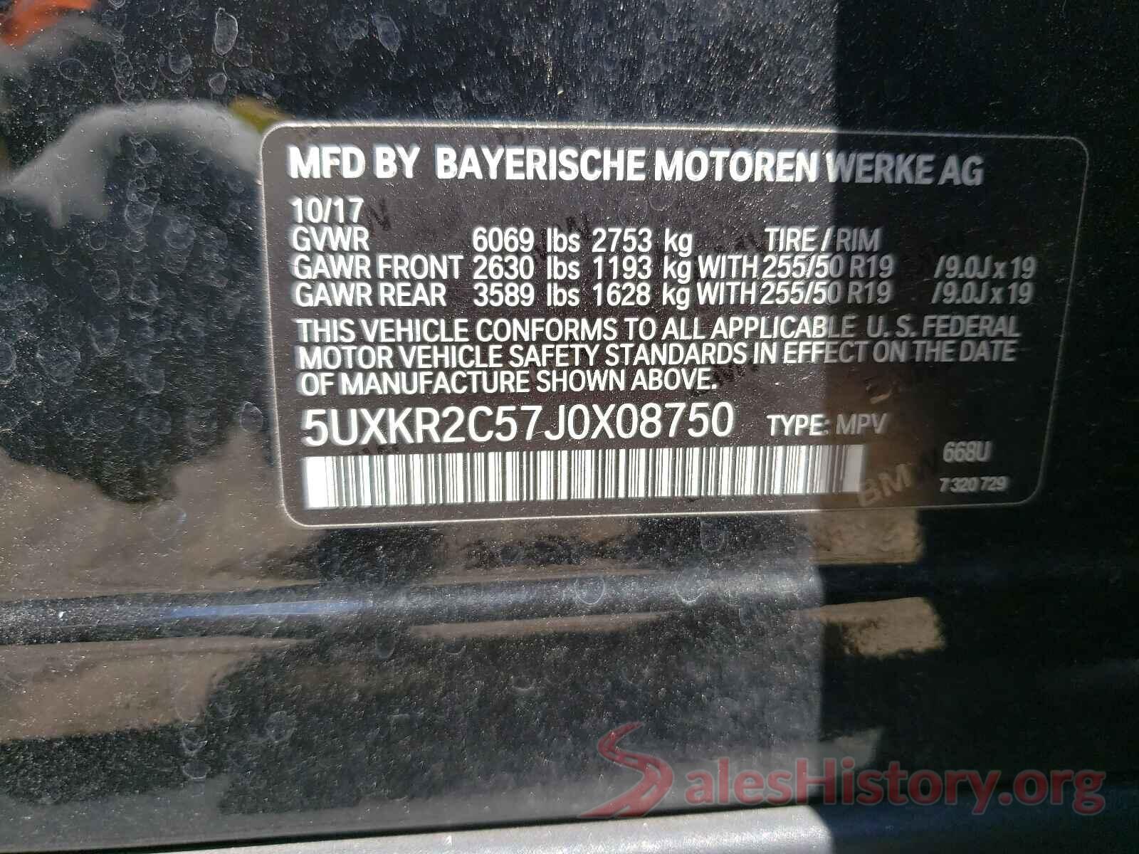 5UXKR2C57J0X08750 2018 BMW X5