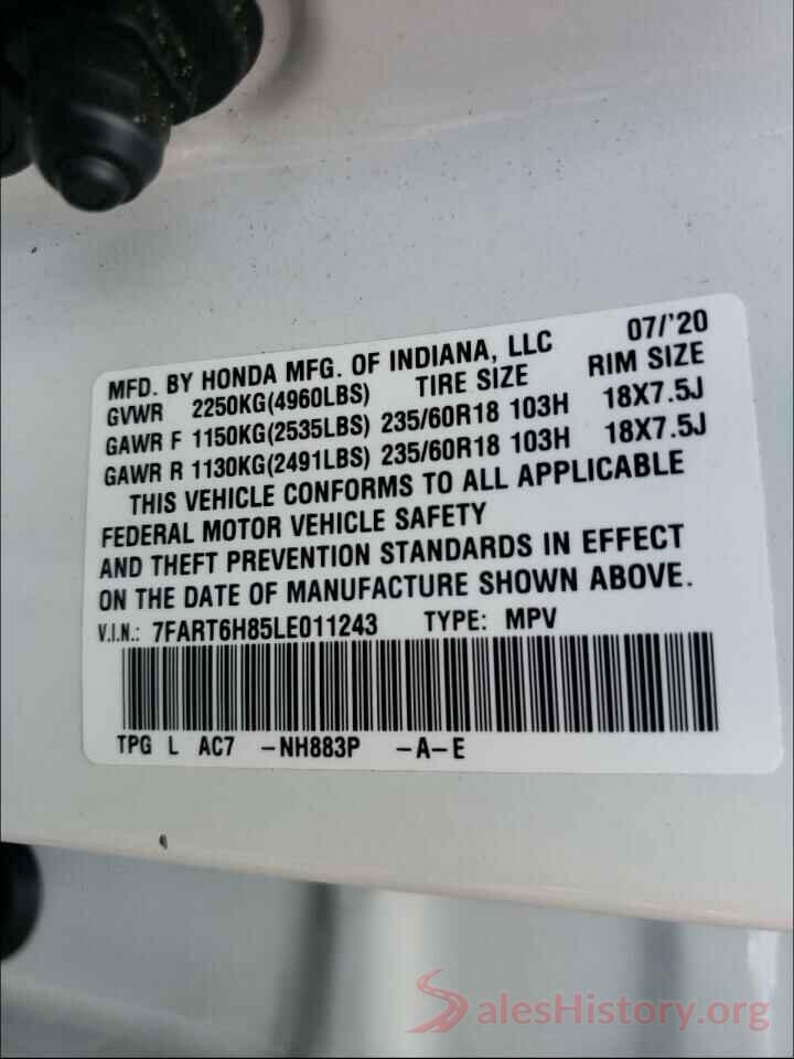 7FART6H85LE011243 2020 HONDA CRV