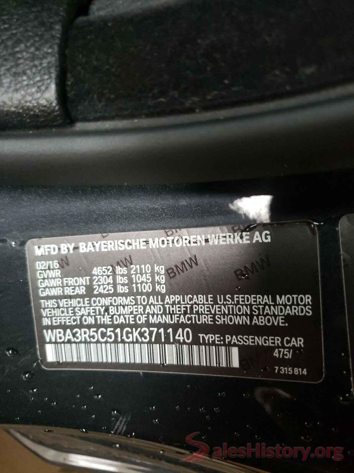 WBA3R5C51GK371140 2016 BMW 4 SERIES