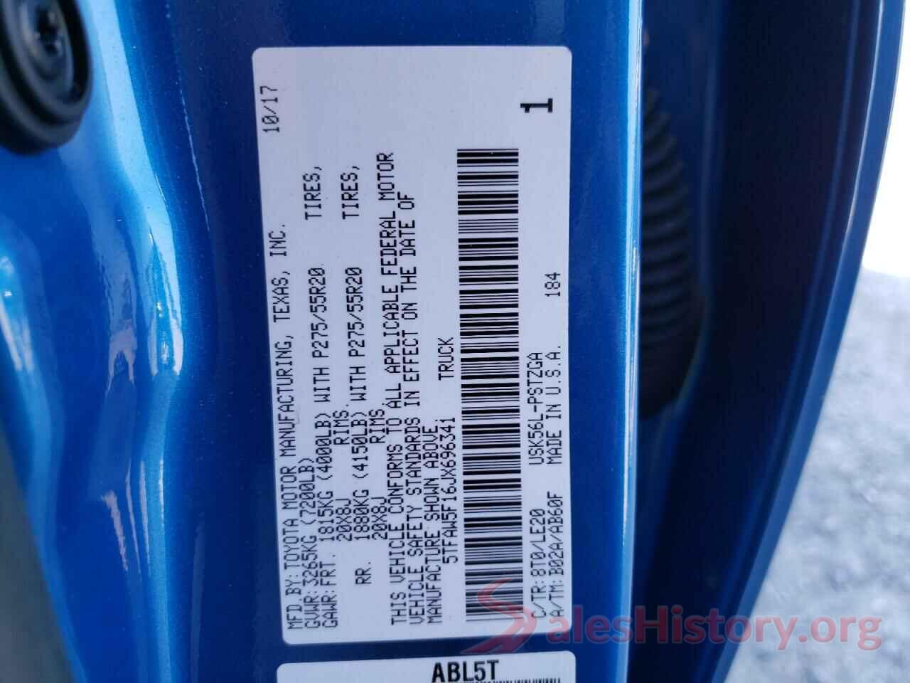 5TFAW5F16JX696341 2018 TOYOTA TUNDRA