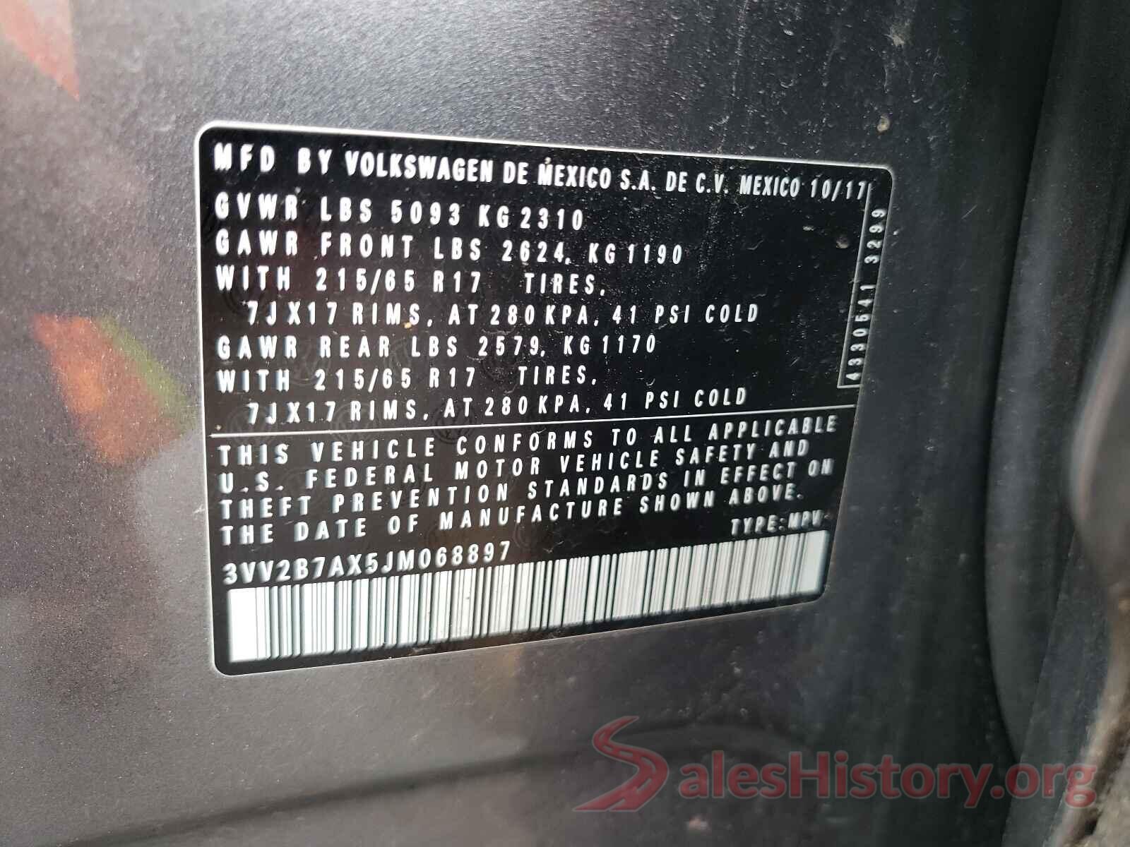 3VV2B7AX5JM068897 2018 VOLKSWAGEN TIGUAN