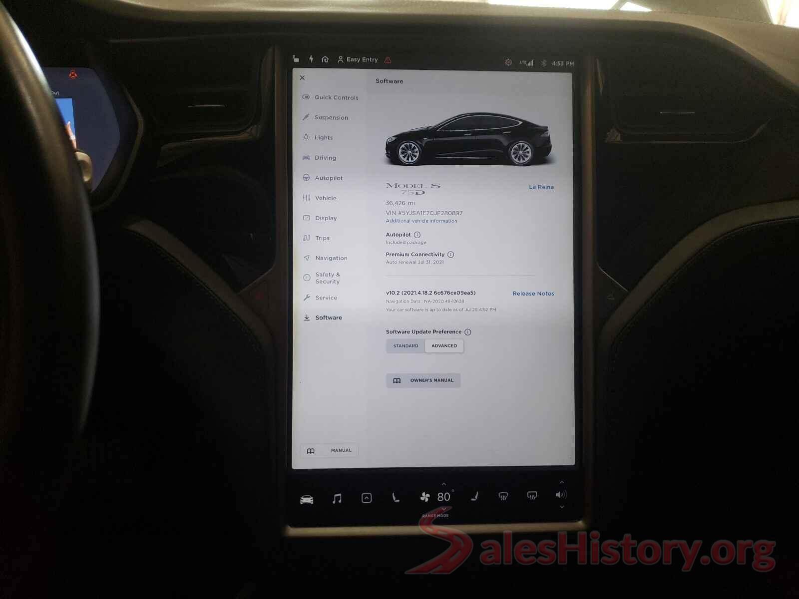 5YJSA1E20JF280897 2018 TESLA MODEL S