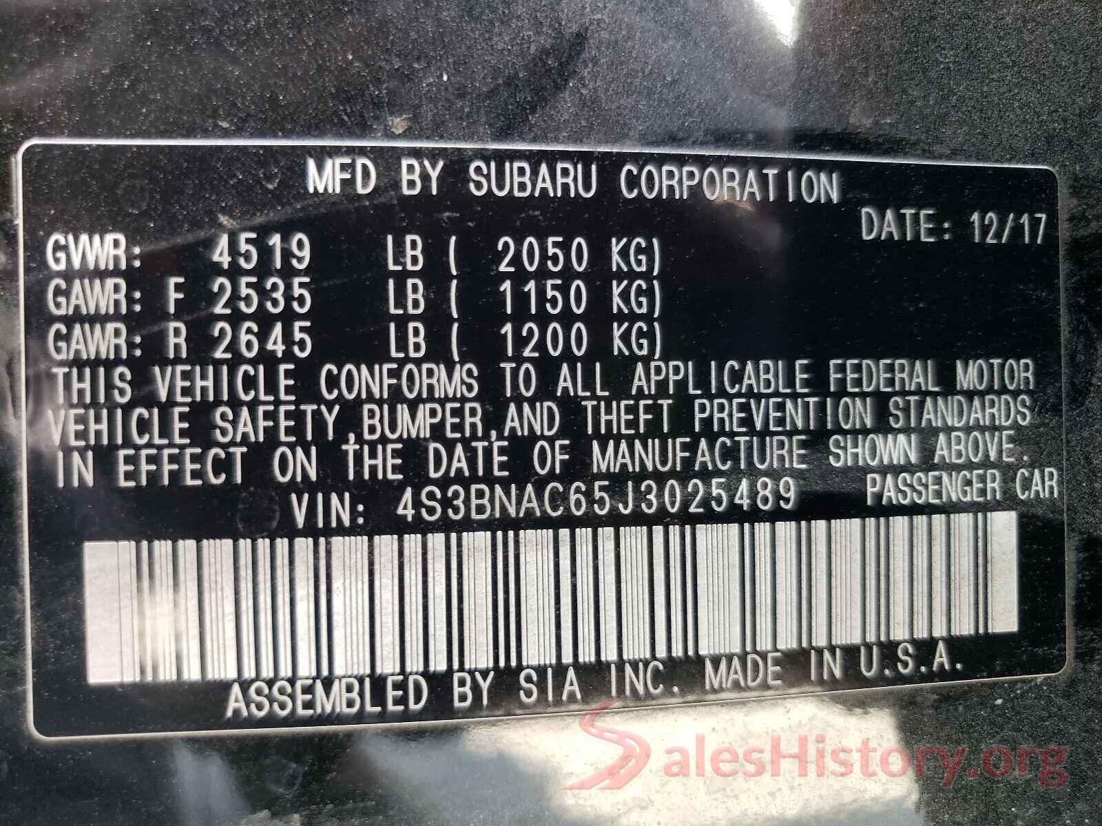 4S3BNAC65J3025489 2018 SUBARU LEGACY