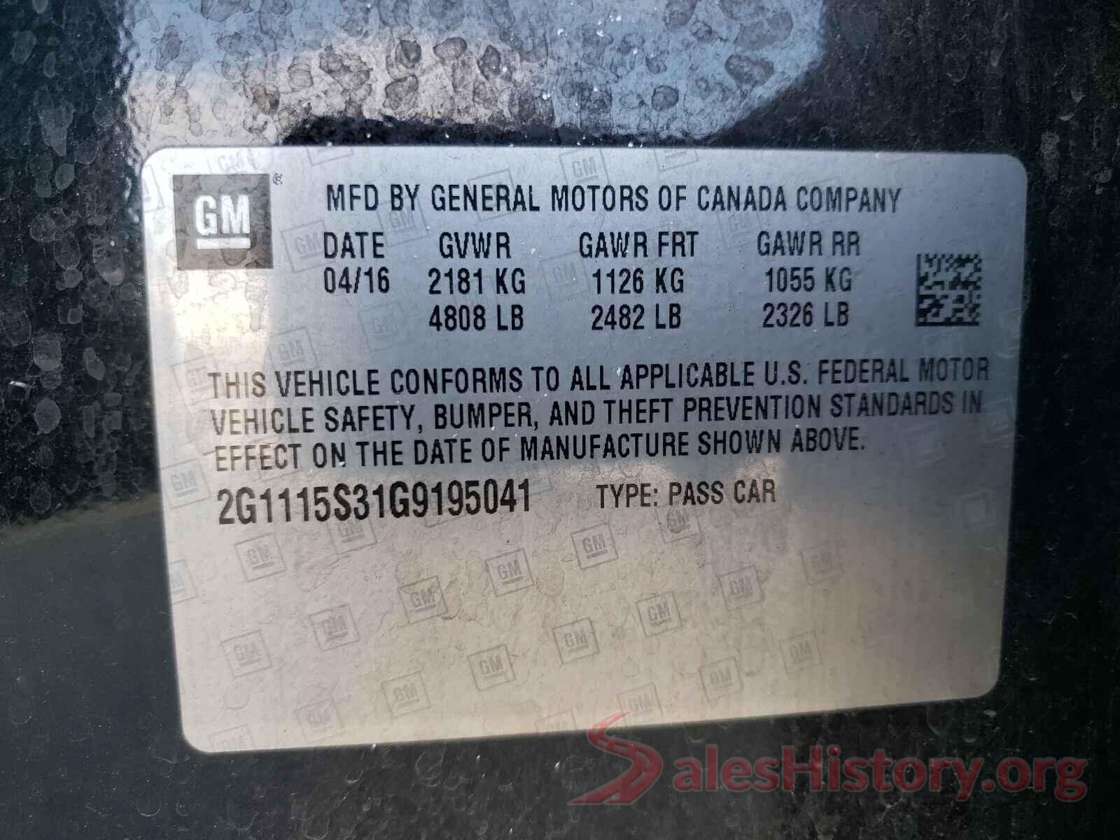 2G1115S31G9195041 2016 CHEVROLET IMPALA