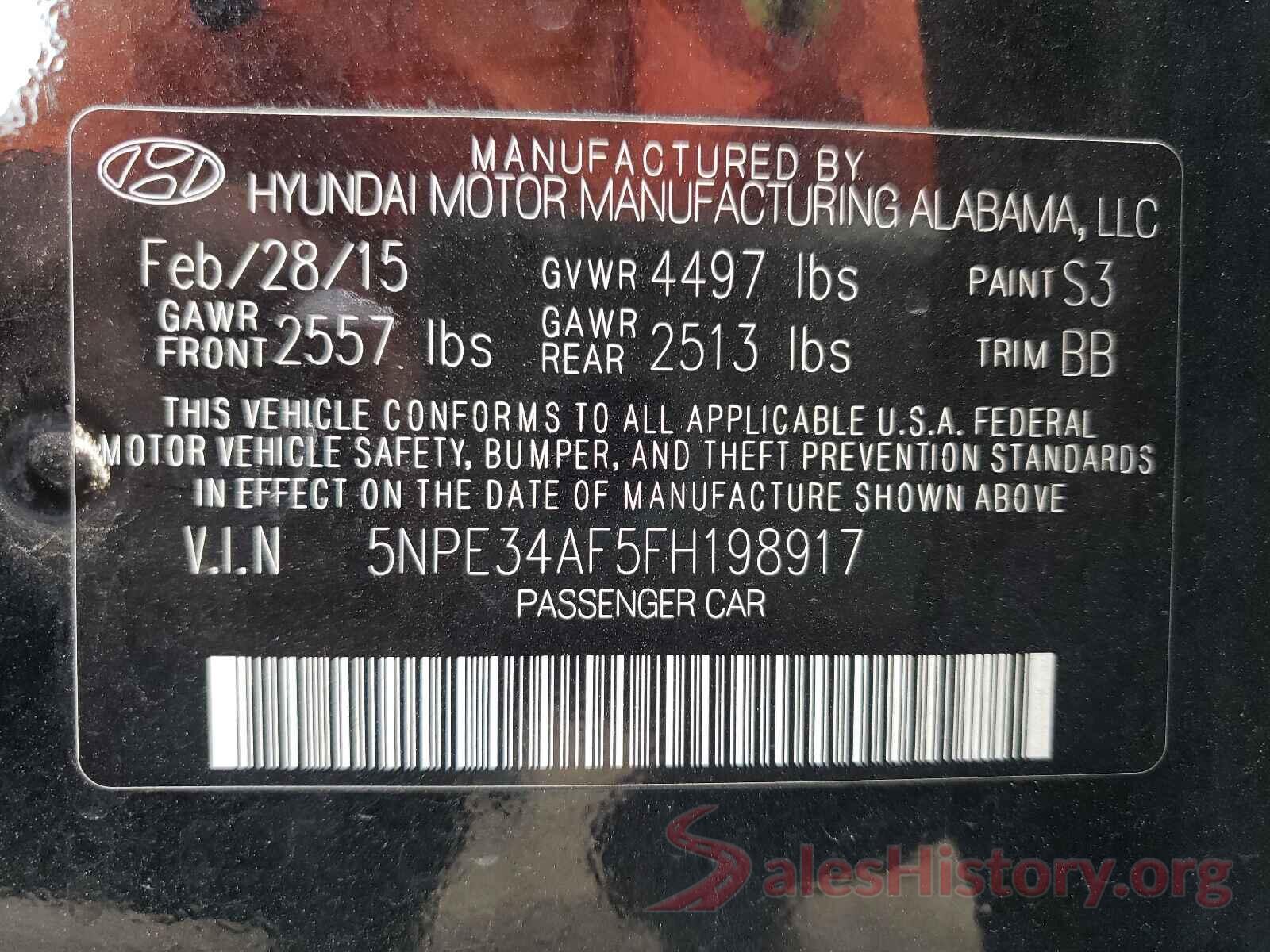 5NPE34AF5FH198917 2015 HYUNDAI SONATA