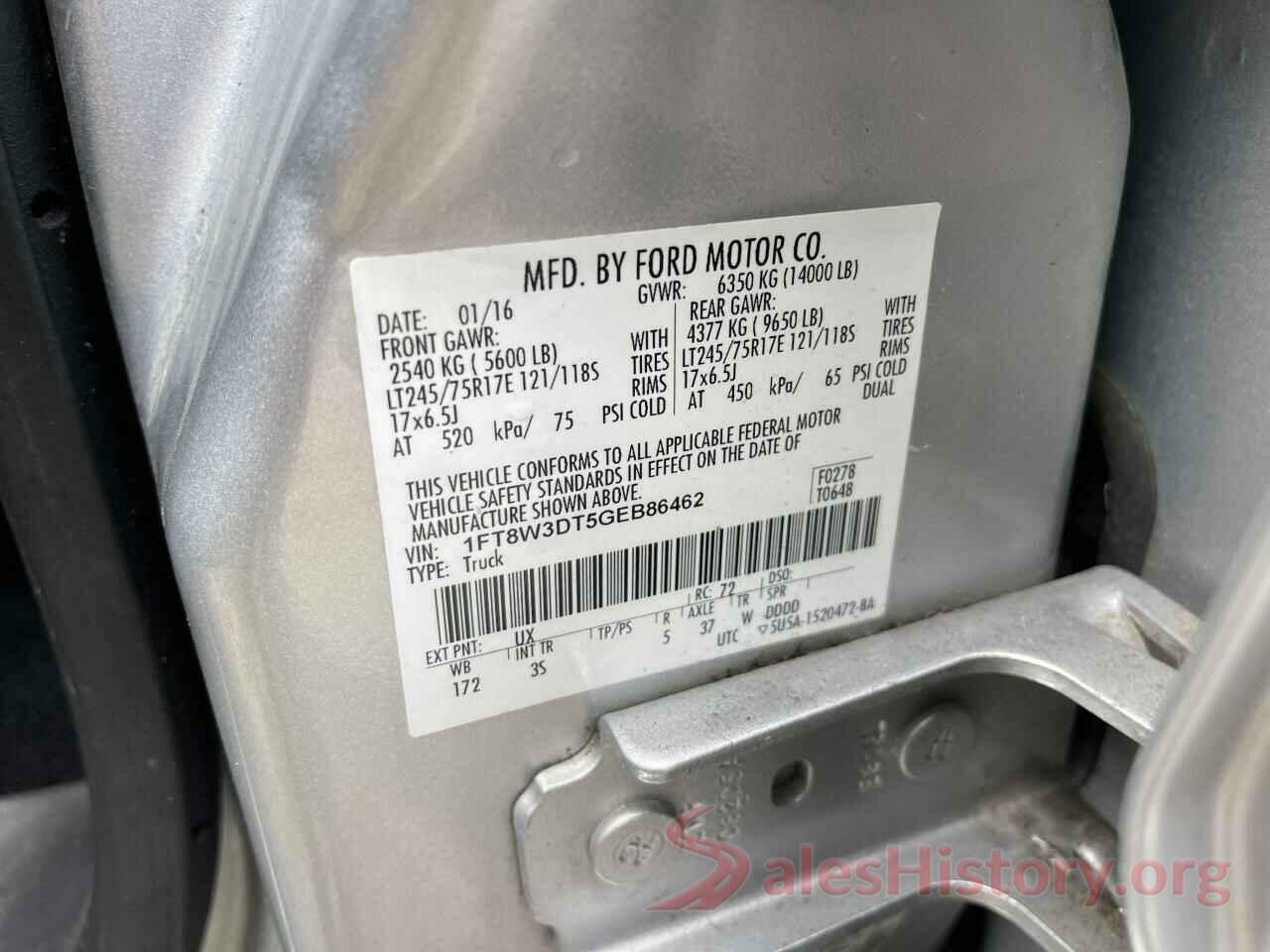 1FT8W3DT5GEB86462 2016 FORD F350