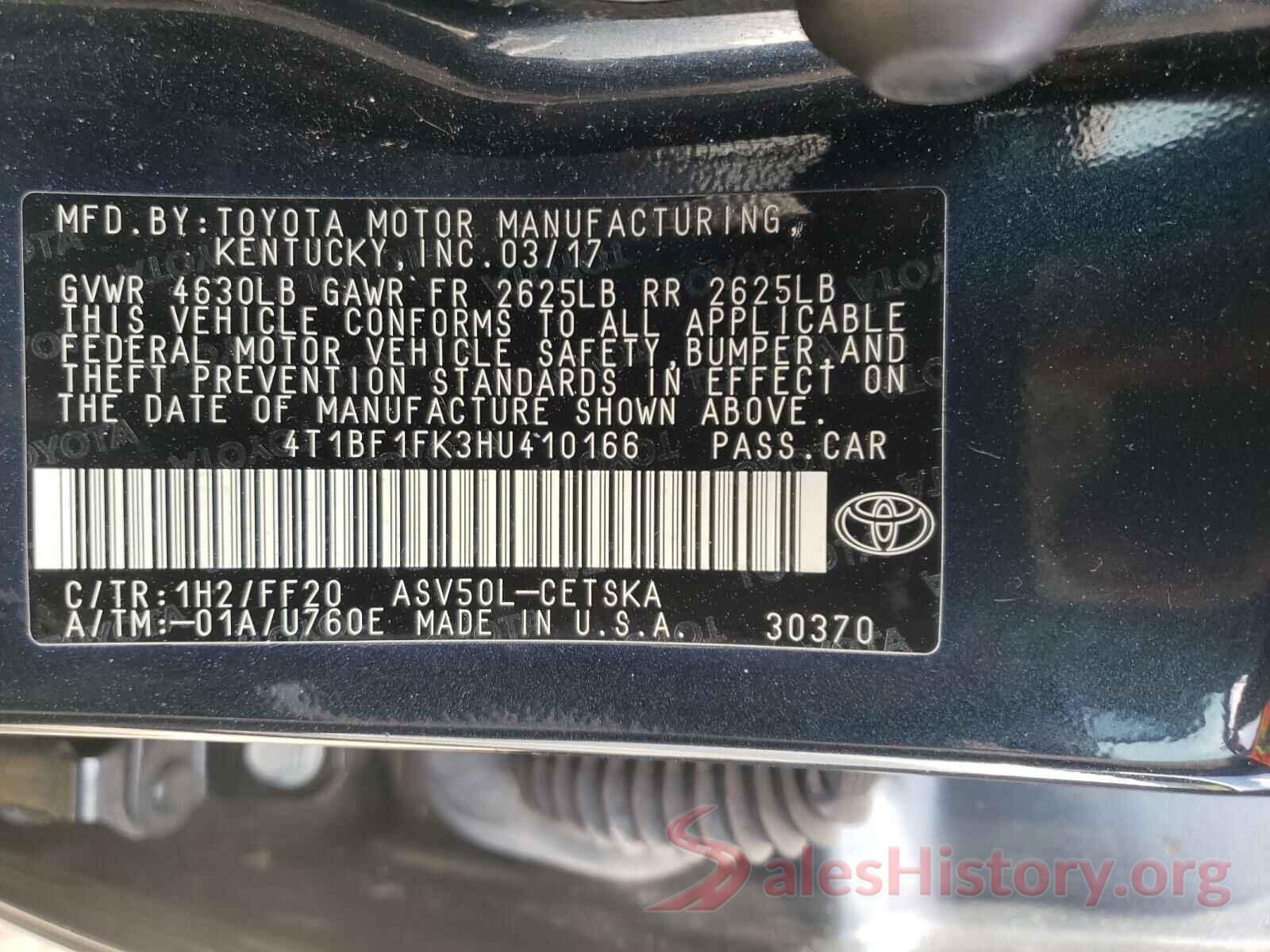 4T1BF1FK3HU410166 2017 TOYOTA CAMRY