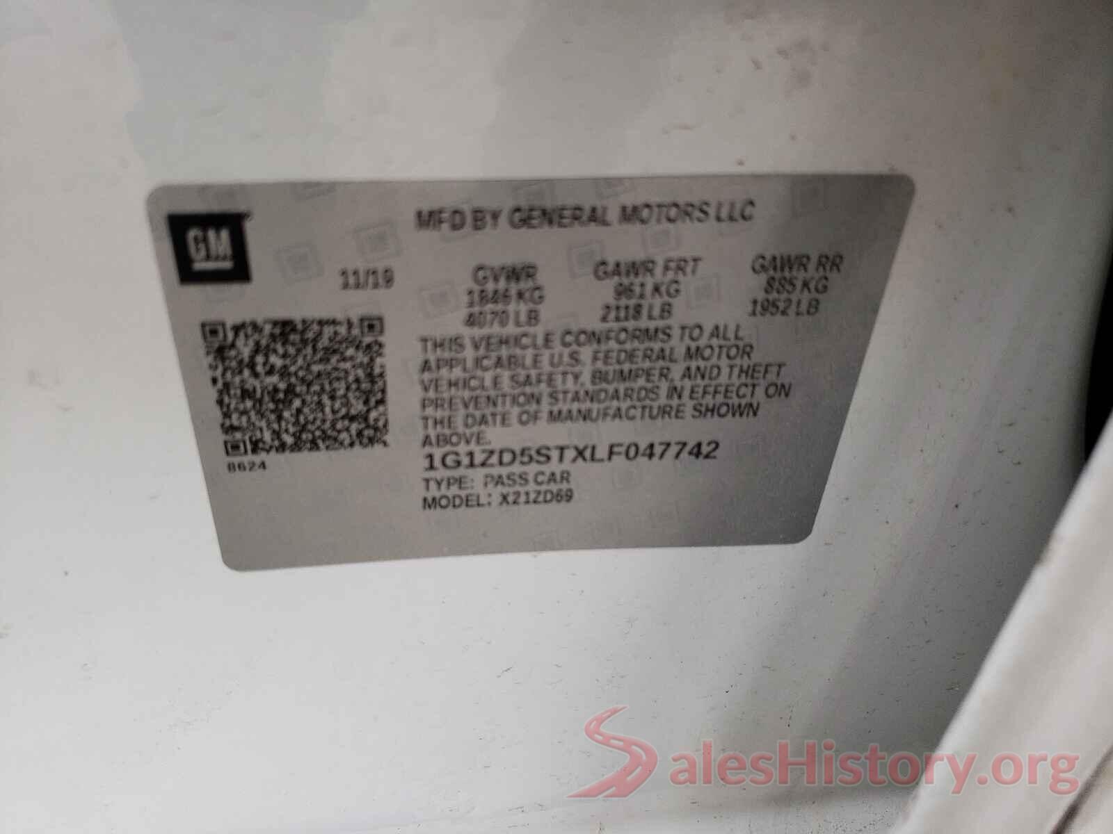 1G1ZD5STXLF047742 2020 CHEVROLET MALIBU