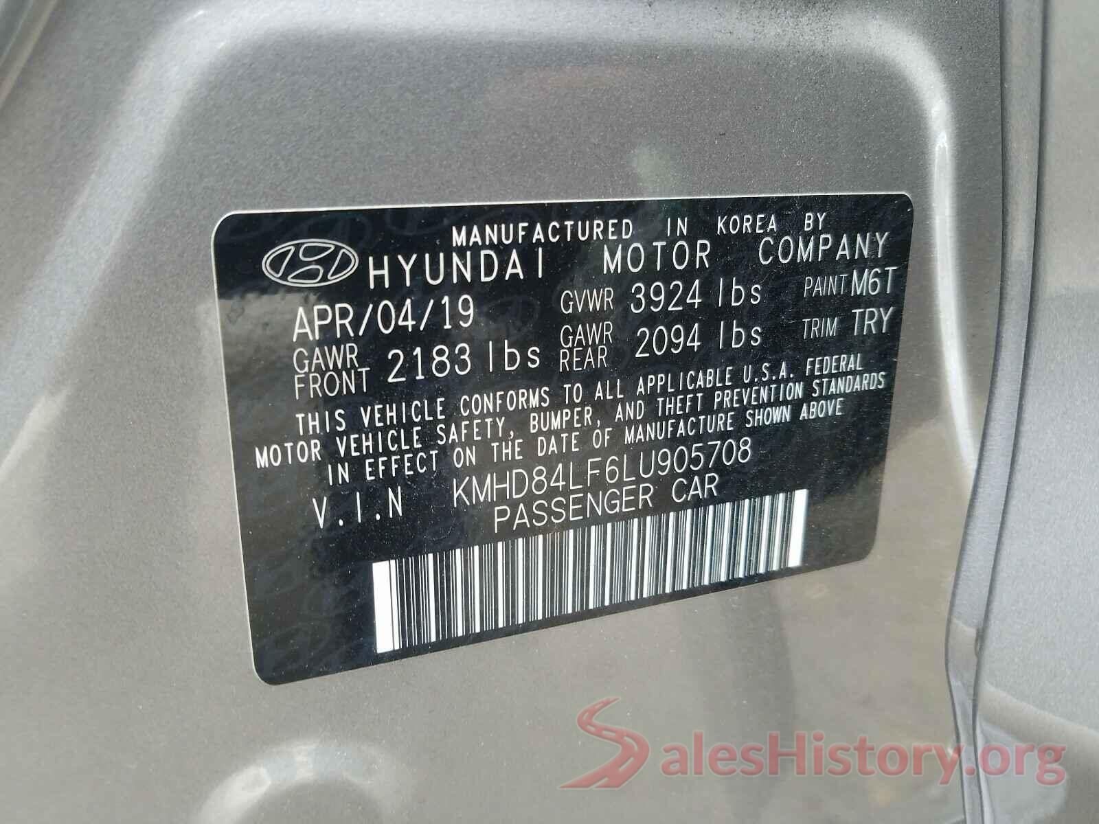 KMHD84LF6LU905708 2020 HYUNDAI ELANTRA