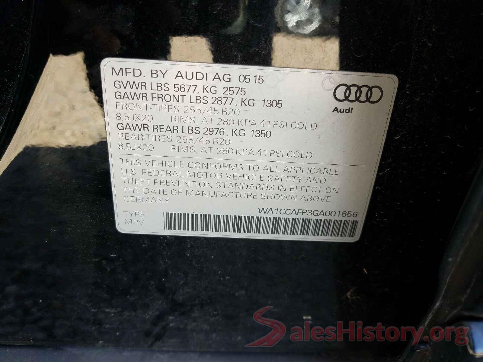 WA1CCAFP3GA001656 2016 AUDI SQ5