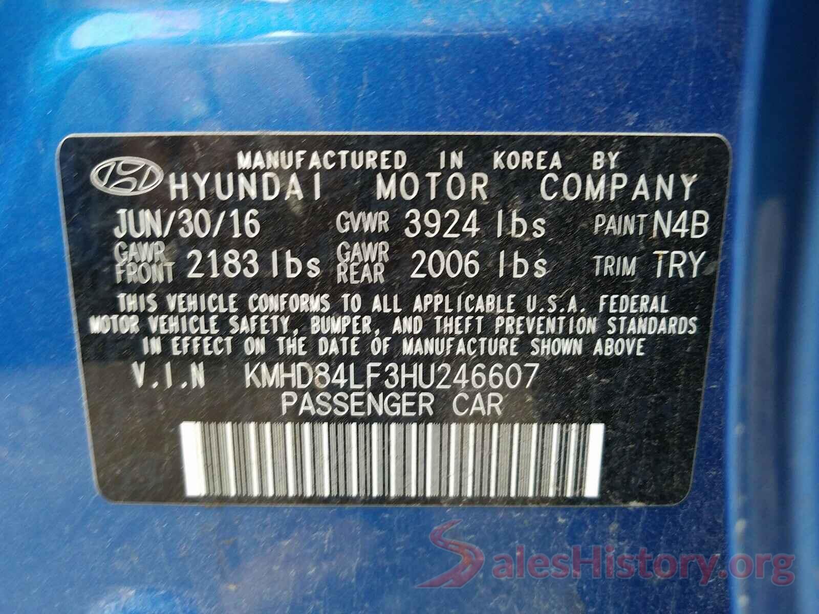 KMHD84LF3HU246607 2017 HYUNDAI ELANTRA