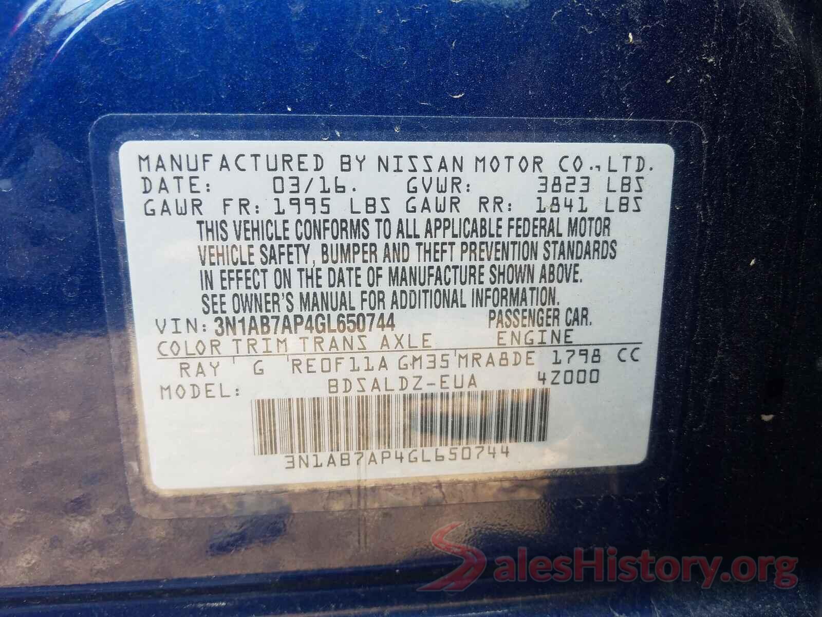 3N1AB7AP4GL650744 2016 NISSAN SENTRA