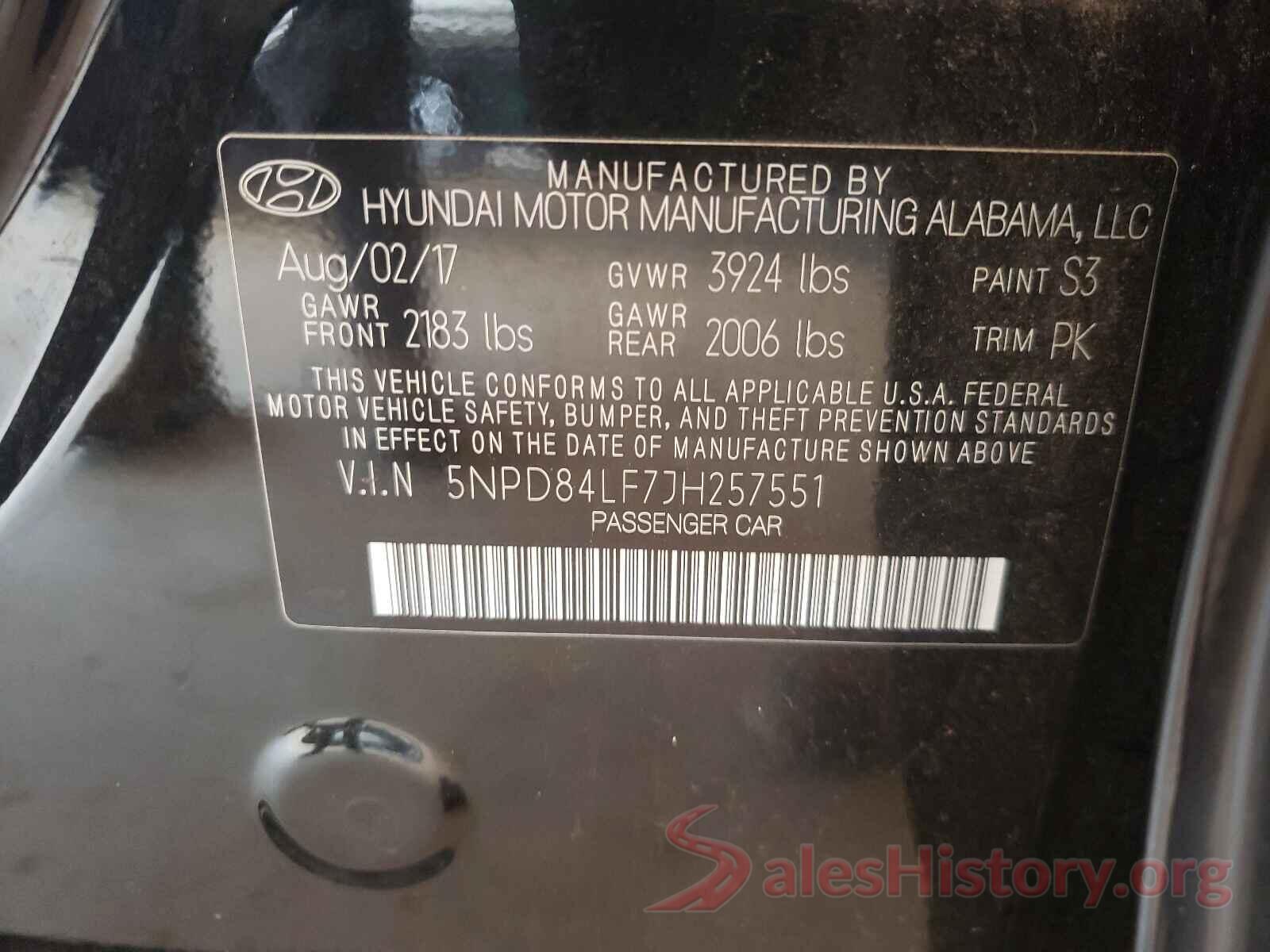 5NPD84LF7JH257551 2018 HYUNDAI ELANTRA