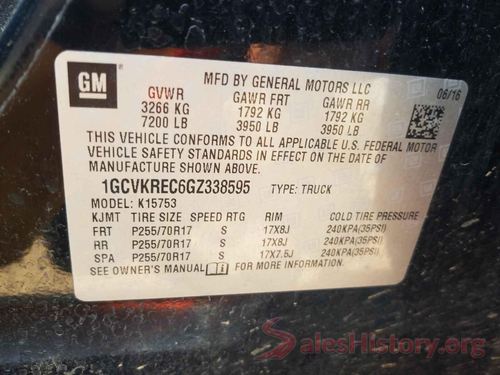 1GCVKREC6GZ338595 2016 CHEVROLET SILVERADO