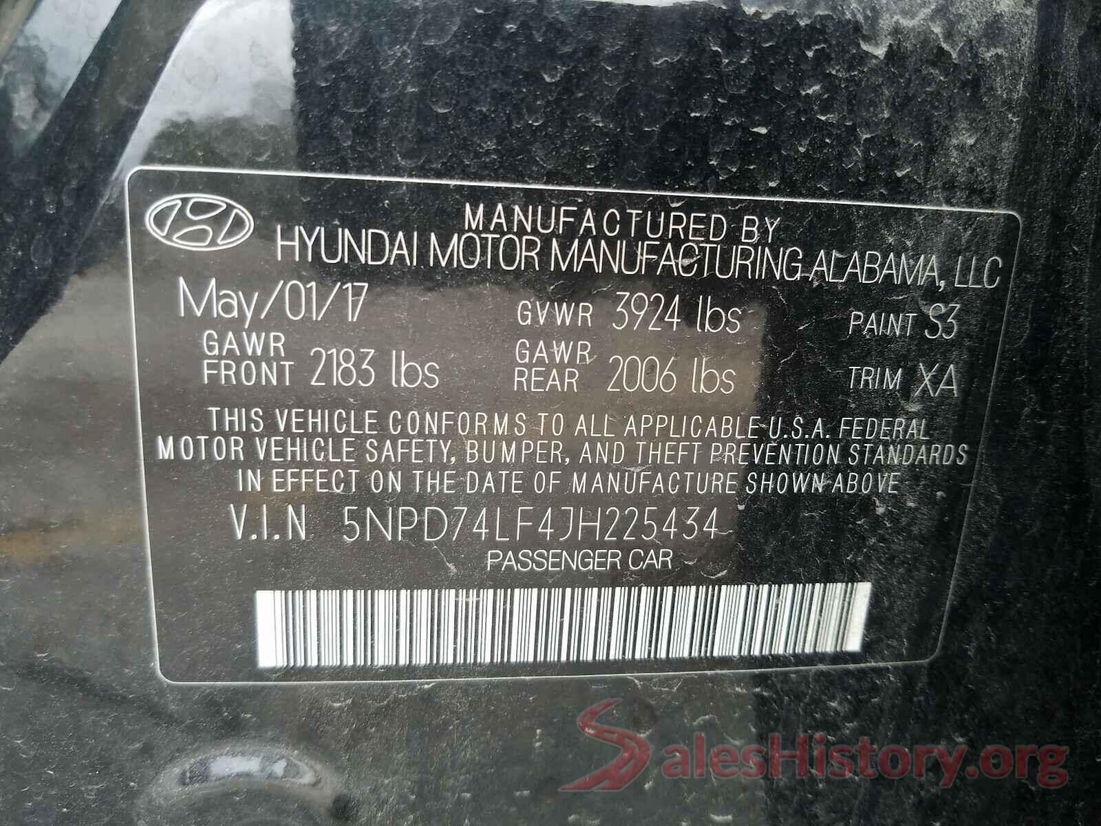 5NPD74LF4JH225434 2018 HYUNDAI ELANTRA