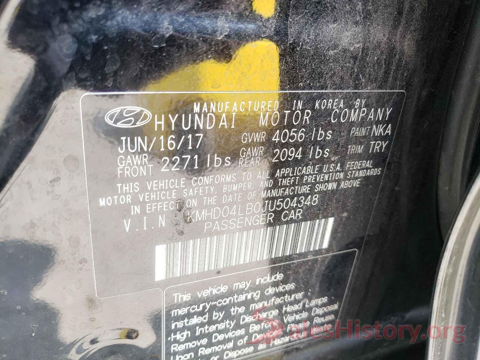 KMHD04LB0JU504348 2018 HYUNDAI ELANTRA