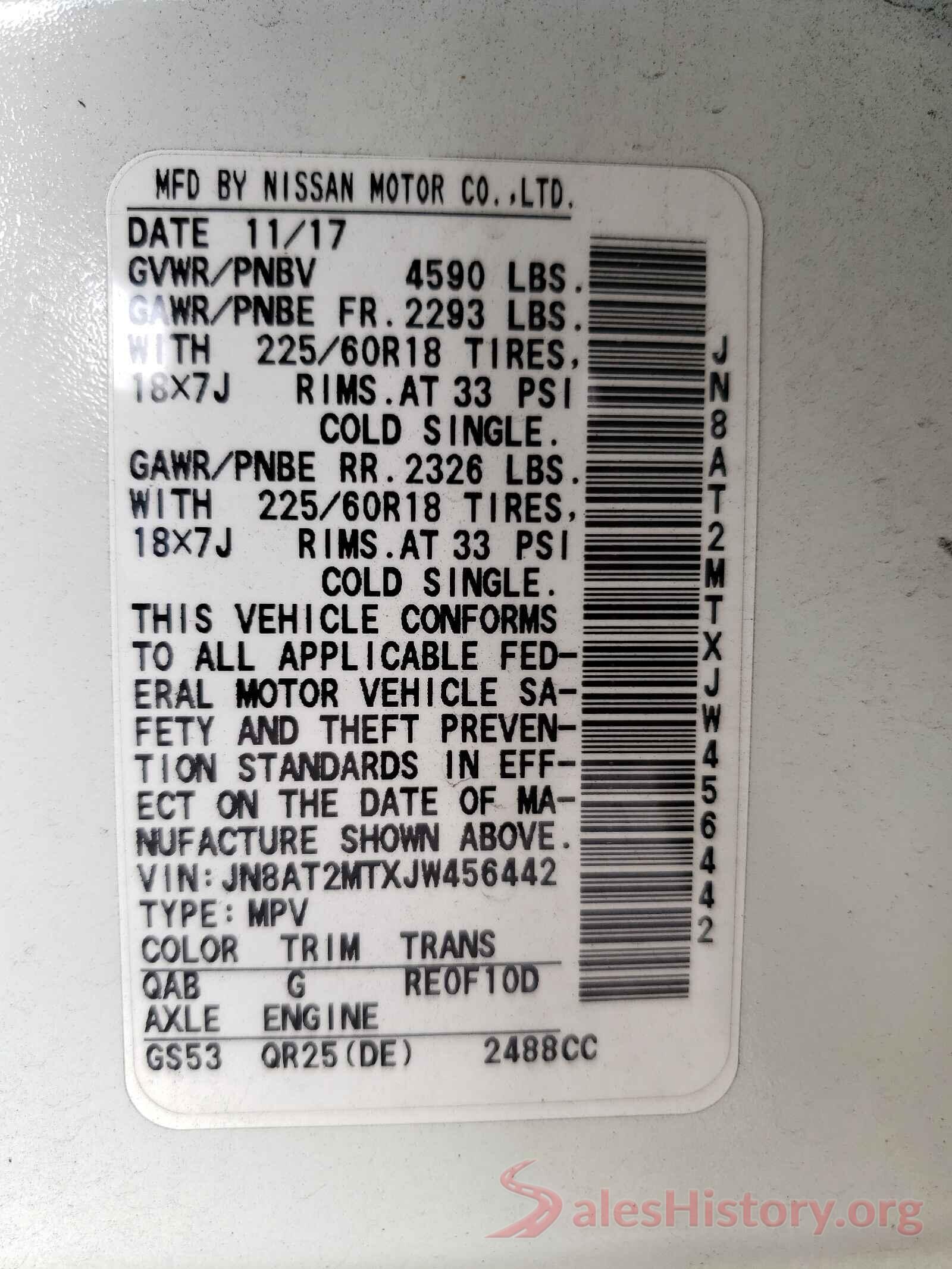 JN8AT2MTXJW456442 2018 NISSAN ROGUE