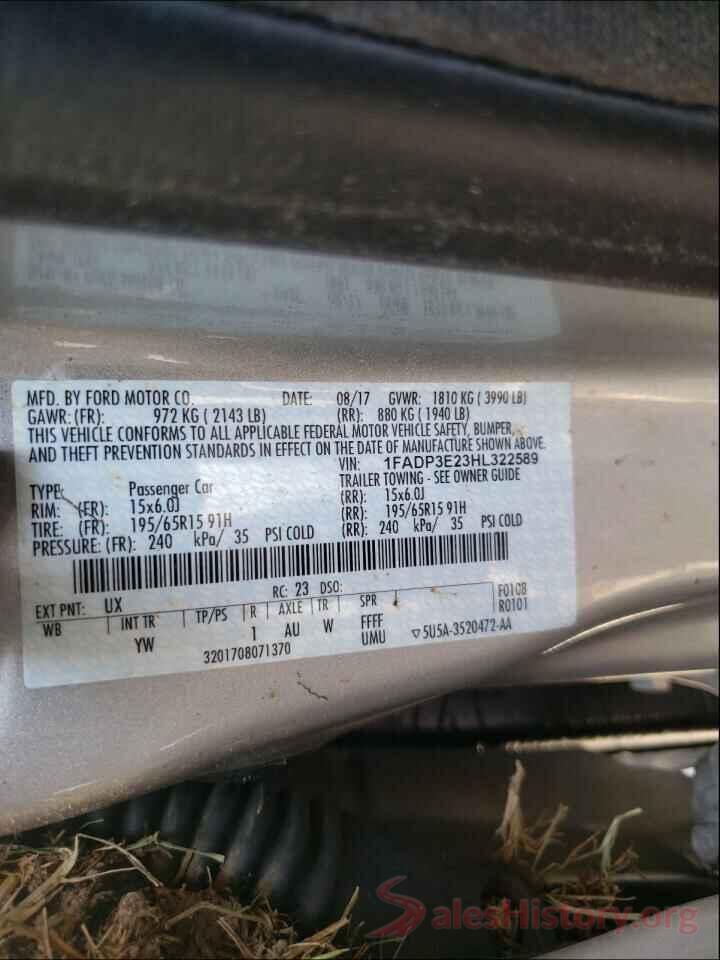 1FADP3E23HL322589 2017 FORD FOCUS