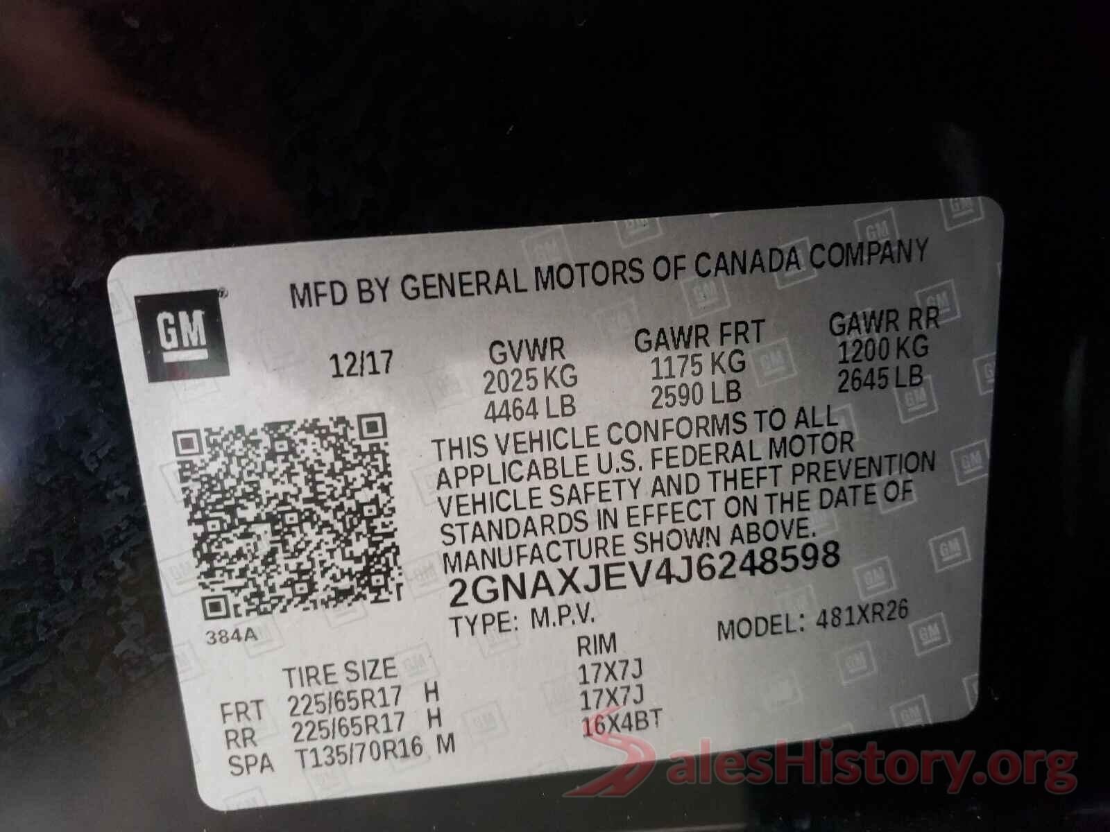 2GNAXJEV4J6248598 2018 CHEVROLET EQUINOX