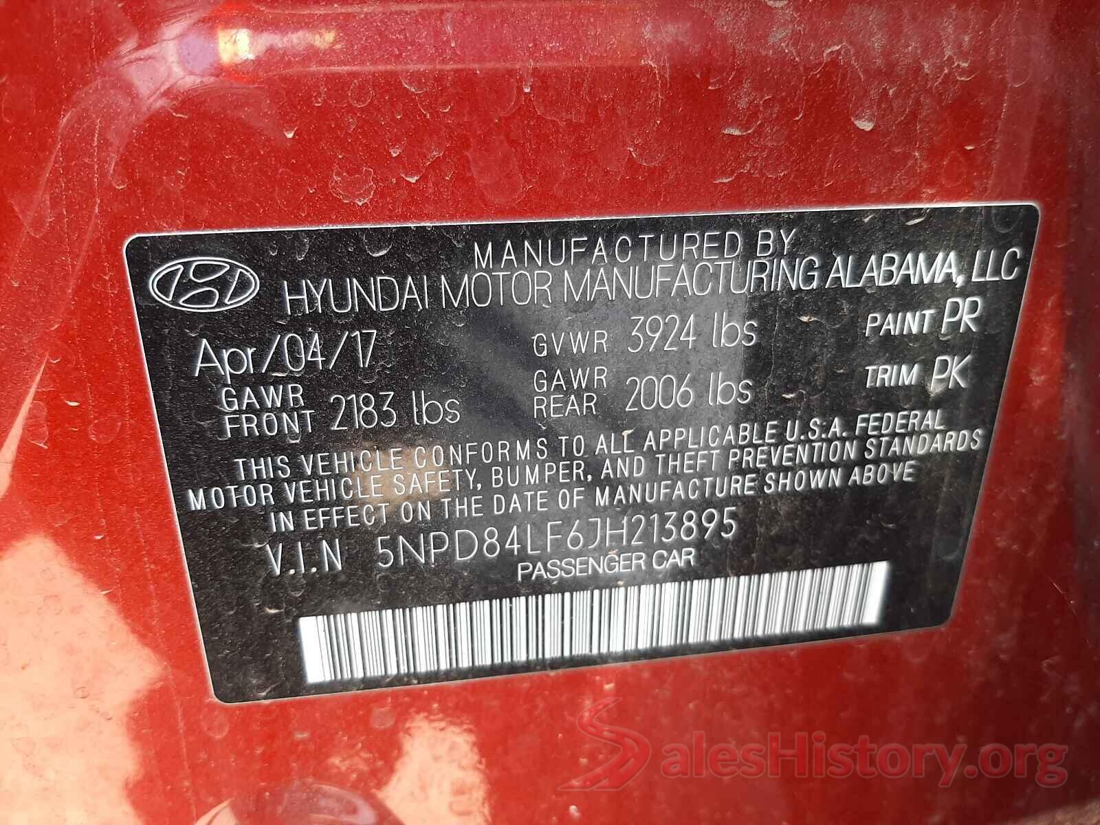 5NPD84LF6JH213895 2018 HYUNDAI ELANTRA