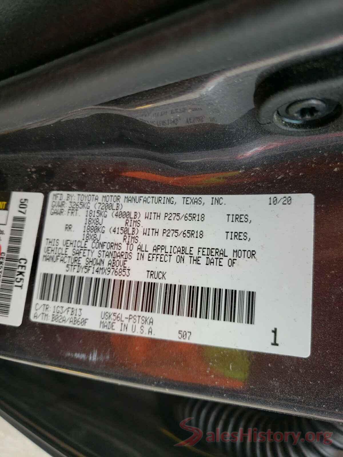 5TFDY5F14MX976853 2021 TOYOTA TUNDRA