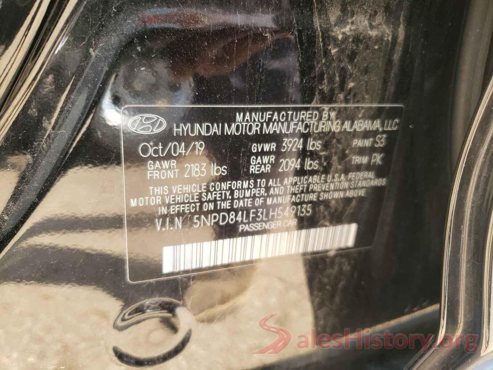 5NPD84LF3LH549135 2020 HYUNDAI ELANTRA