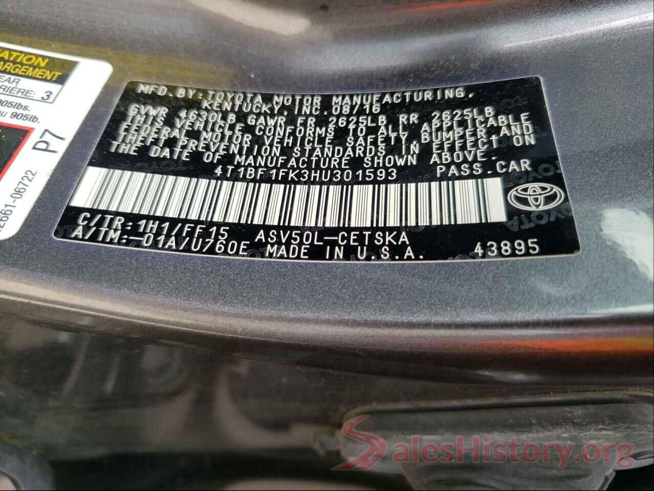 4T1BF1FK3HU301593 2017 TOYOTA CAMRY