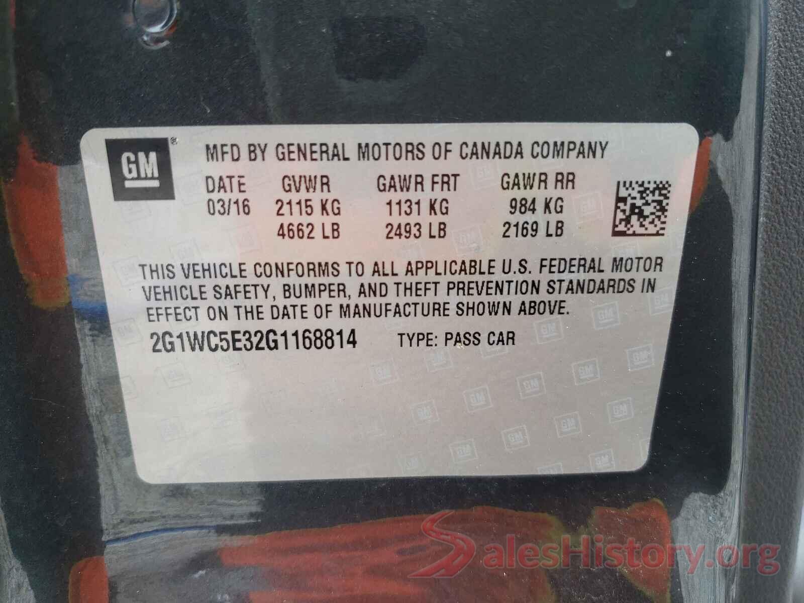 2G1WC5E32G1168814 2016 CHEVROLET IMPALA