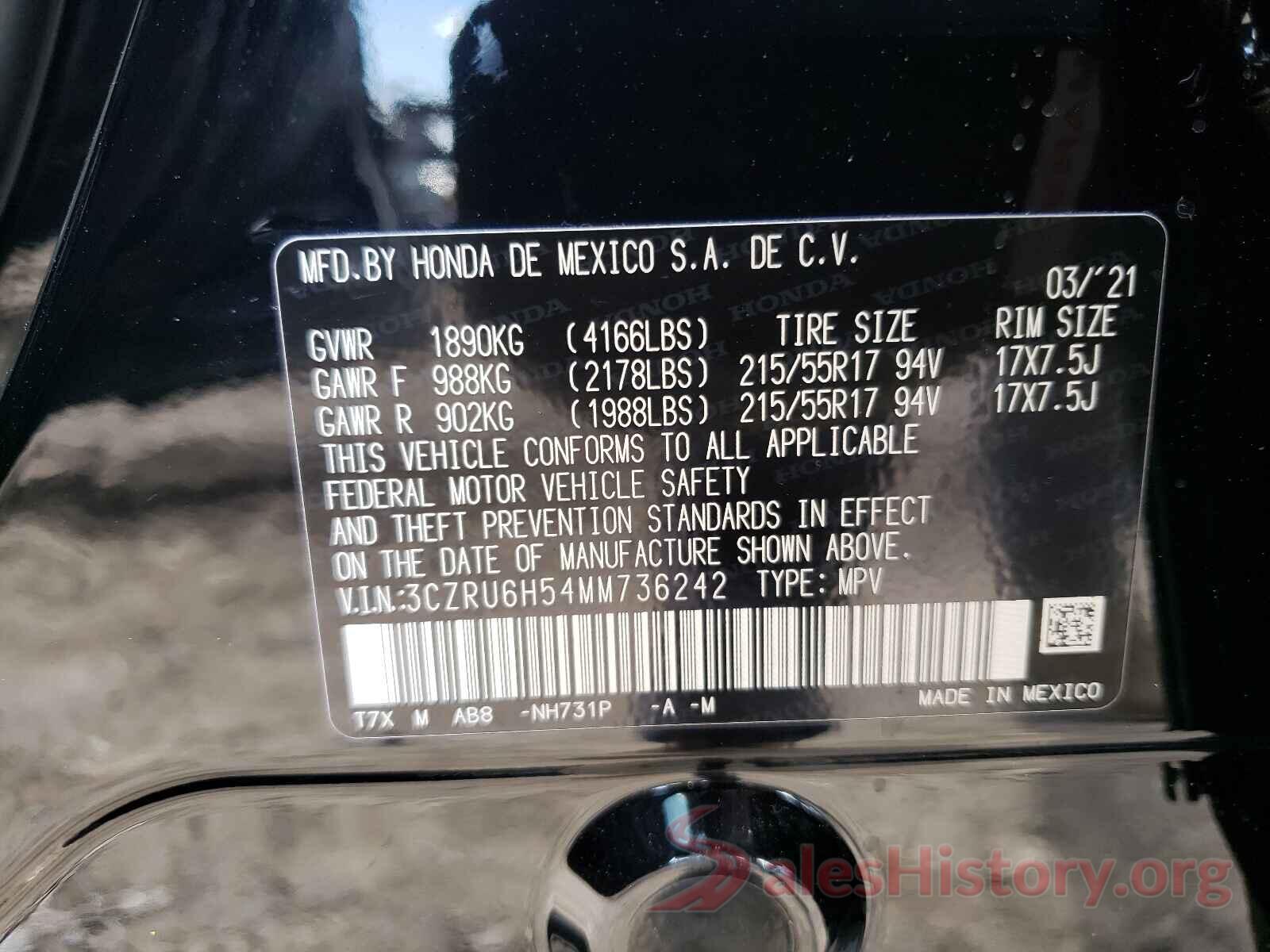 3CZRU6H54MM736242 2021 HONDA HR-V