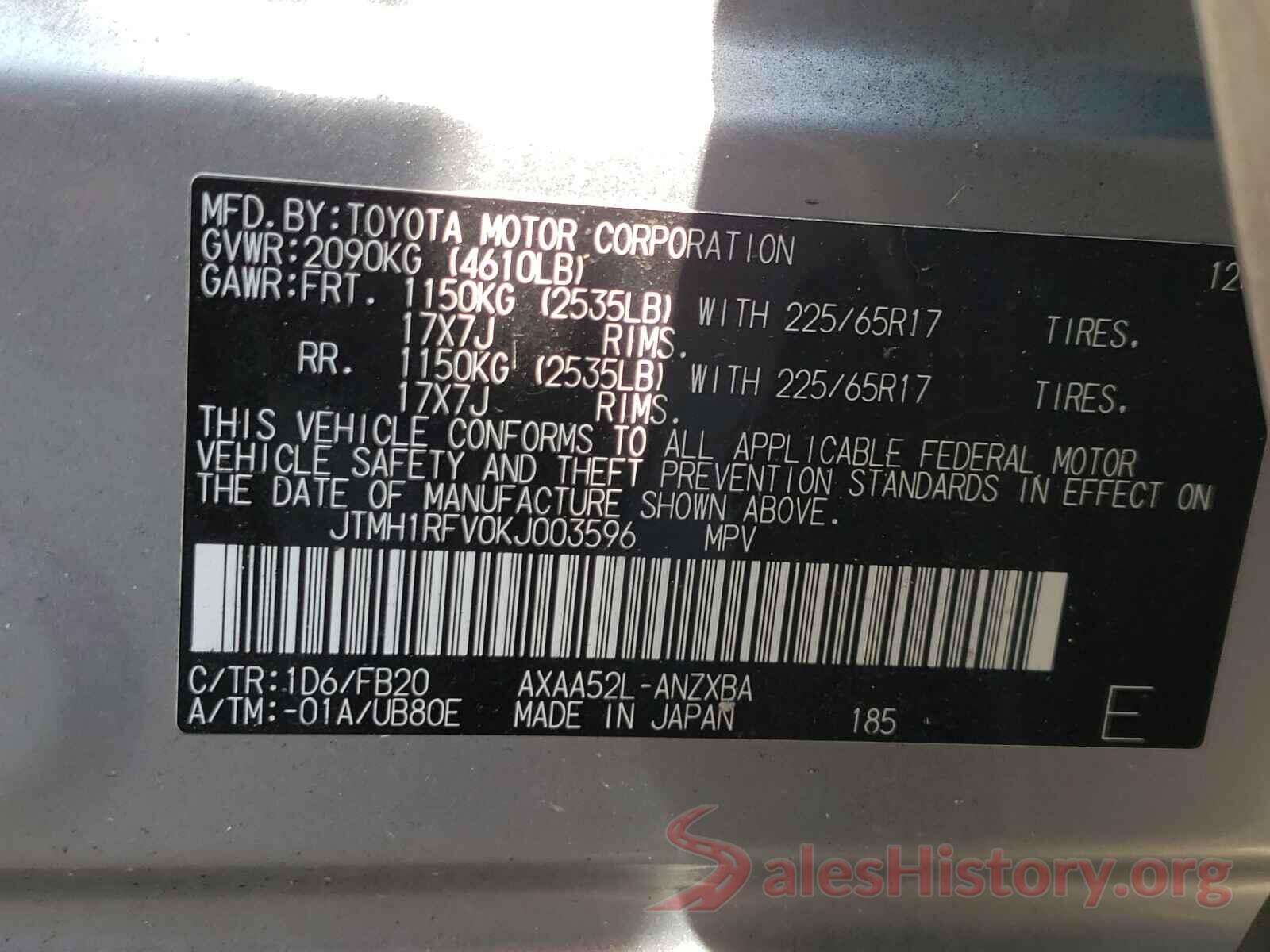 JTMH1RFV0KJ003596 2019 TOYOTA RAV4