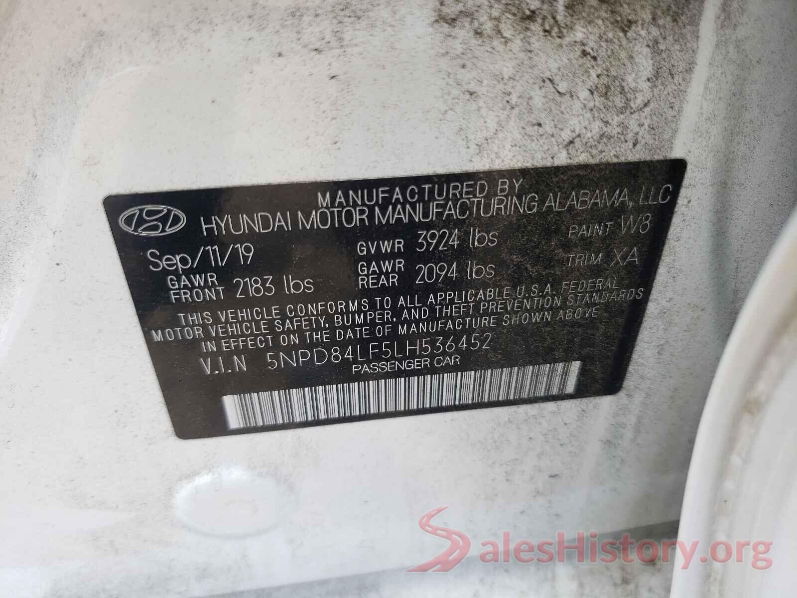 5NPD84LF5LH536452 2020 HYUNDAI ELANTRA