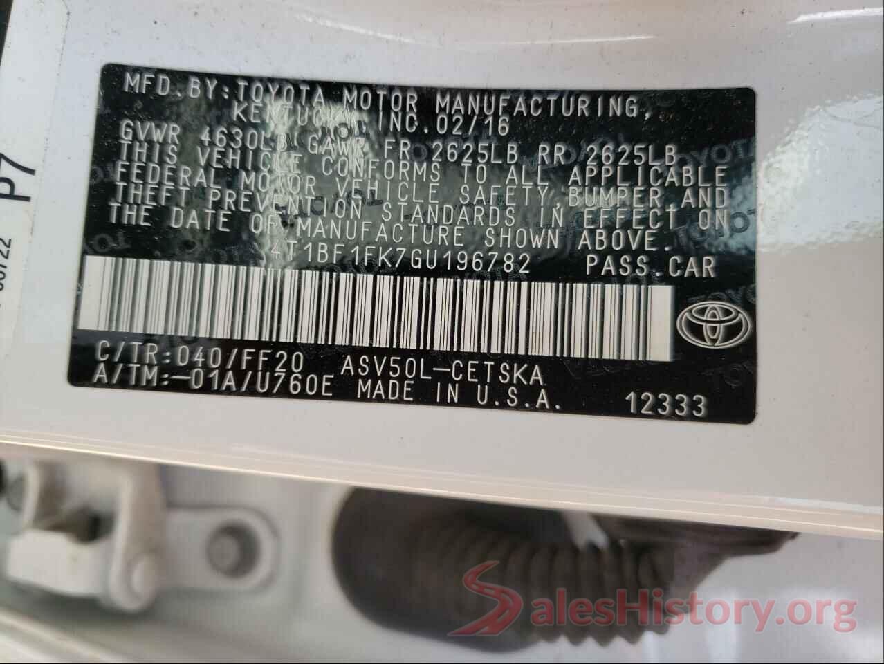 4T1BF1FK7GU196782 2016 TOYOTA CAMRY