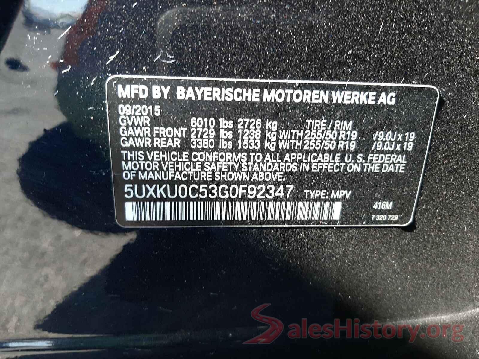 5UXKU0C53G0F92347 2016 BMW X6