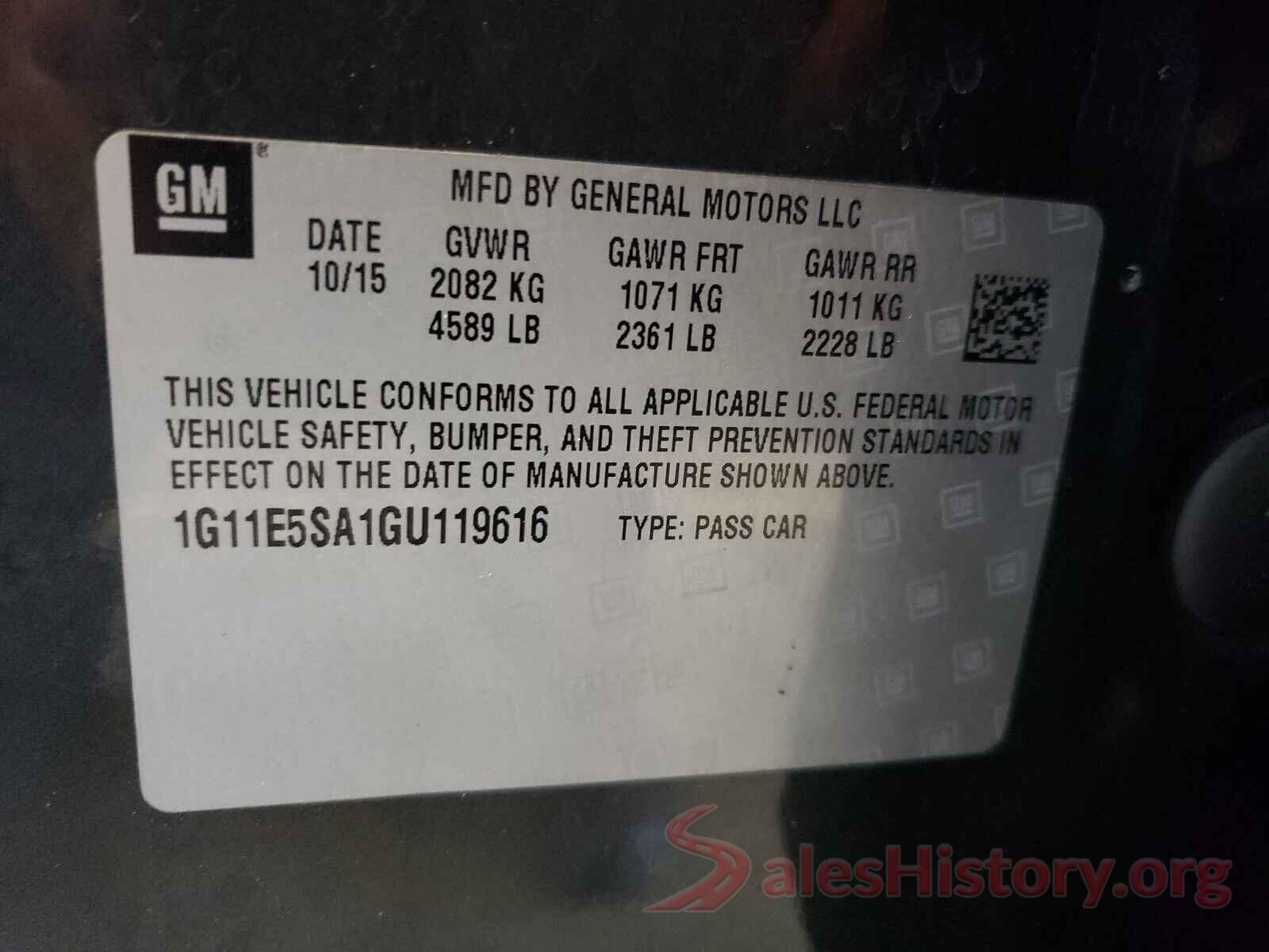 1G11E5SA1GU119616 2016 CHEVROLET MALIBU