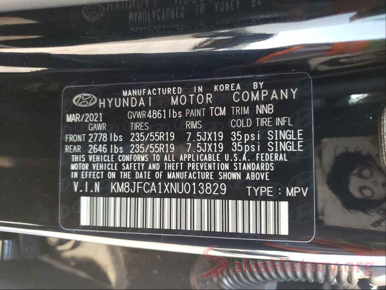 KM8JFCA1XNU013829 2022 HYUNDAI TUCSON