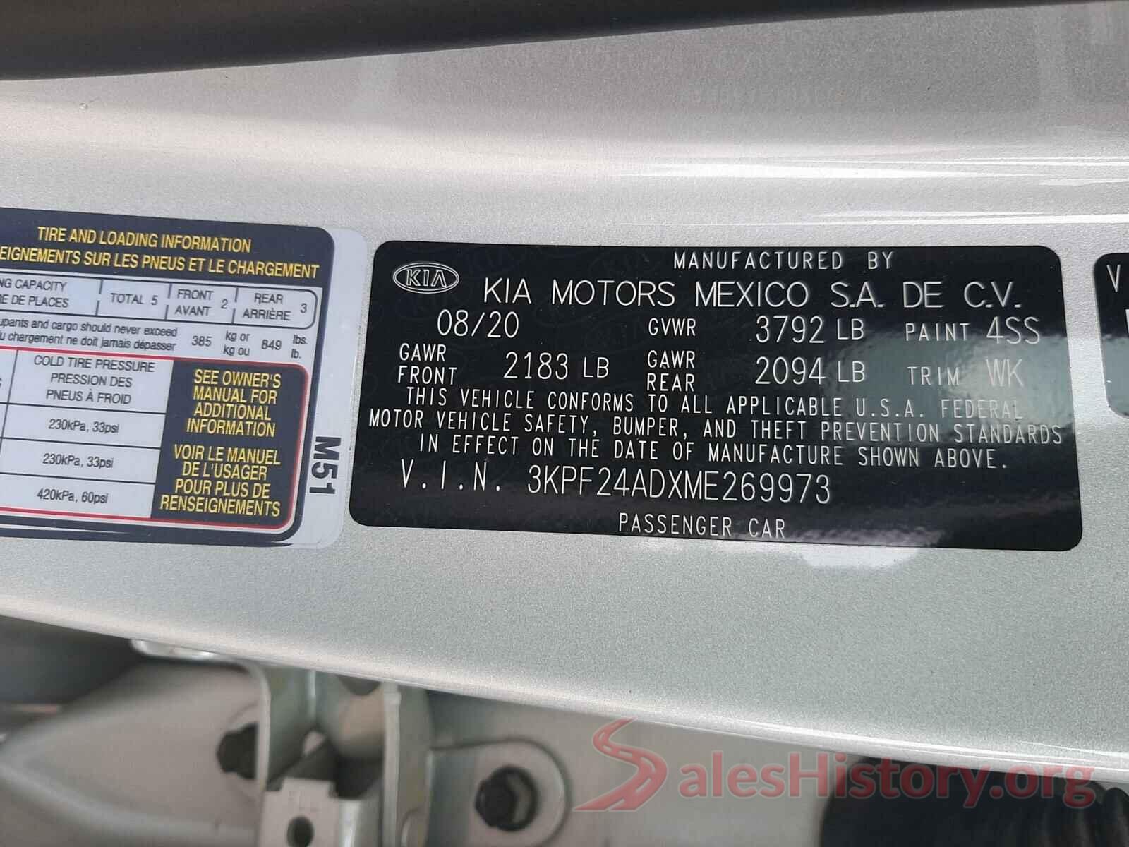 3KPF24ADXME269973 2021 KIA FORTE